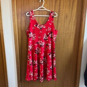 Floral Red Midi Dress